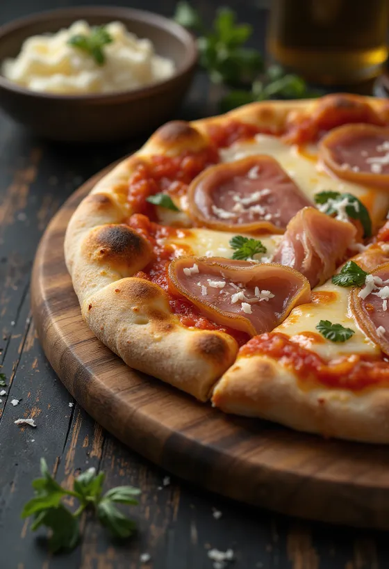 Pizza con Pancetta pekonilla ja juustolla