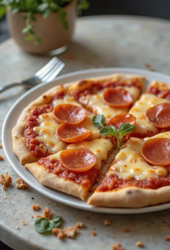 Vegaani pepperoni pizza kasvipohjaisella juustolla ja makkaralla