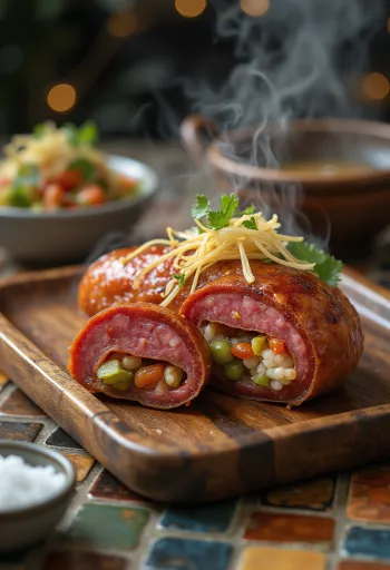 Abai Soondae tarjoiltuna, viipaloituna, runsaalla täytteellä