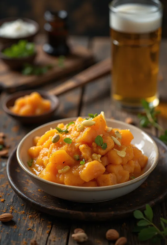 Gajar ka halwa maidolla, tuoreella porkkanalla, maitomaisessa kastikkeessa, tuoreeltaan tarjoiltuna