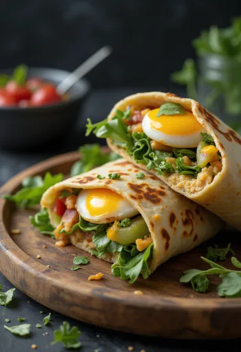 Halkaistu munakoisowrap täynnä vihanneksia