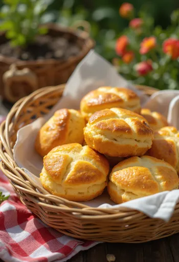 Kullanruskeaksi paistettu perunapogácsa, rapea pinta