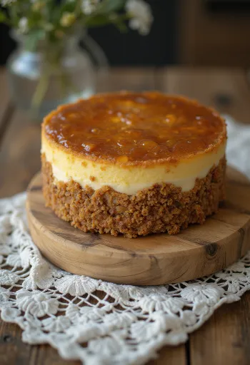 Hunajakakku saksanpähkinöillä koristeltuna