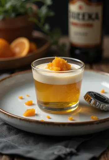 Olutpannacotta tarjoiltuna