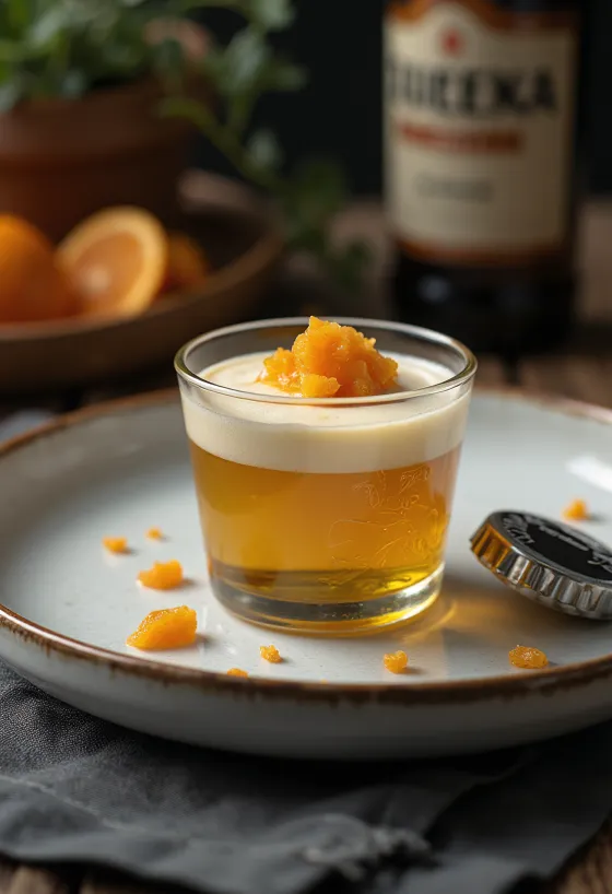 Olutpannacotta tarjoiltuna