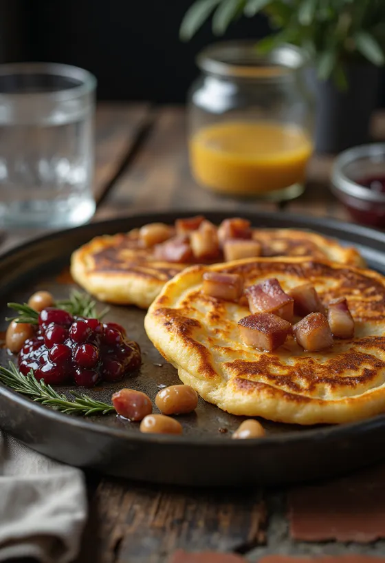 Fläskpannkaka tarjoiltuna