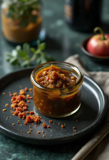 Sinappi-chili-balsamiviinietikkakastike tarjoiltuna