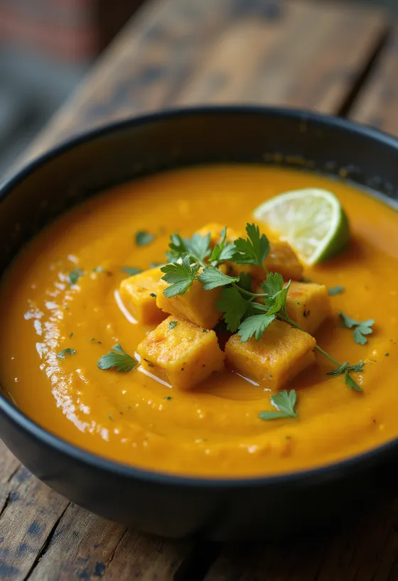 Kurpitsasosekeitto currytofulla