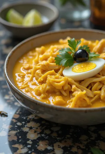 Gluteeniton Ají de Gallina kana maapähkinöillä ja keltaisella chilillä tarjoiltuna