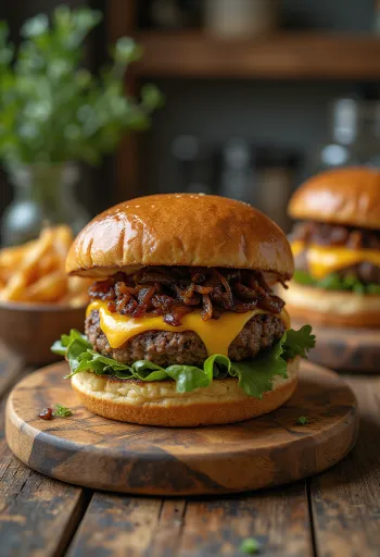 Pepper Jack -juustohampurilainen mehukkaalla lihapihvillä ja sulalla Pepper Jack -juustolla