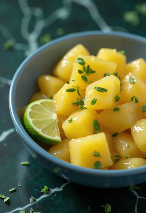 Rakuuna-ananas-inkiväärikastike tarjoiltuna