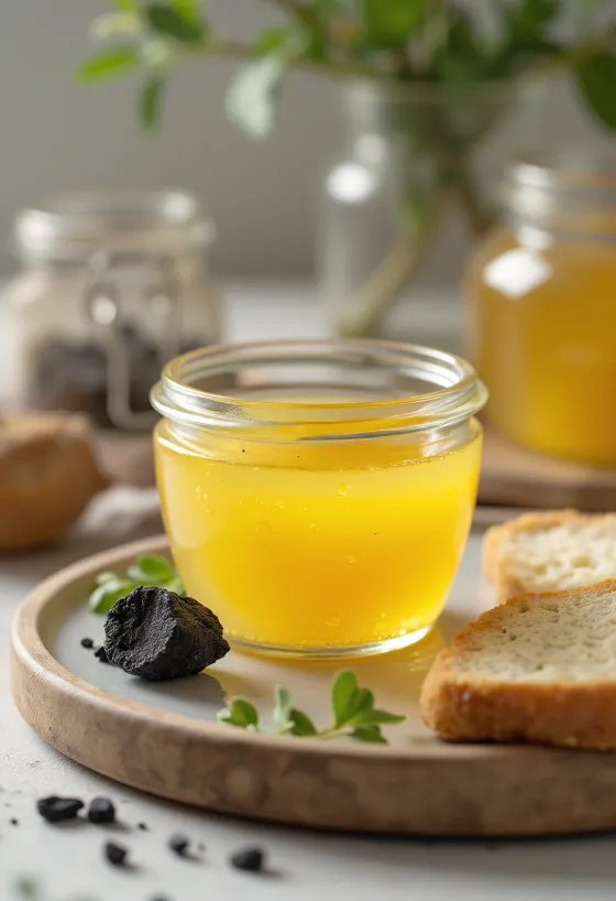 Savustettu ghee purkissa, tuoreena valmistettuna