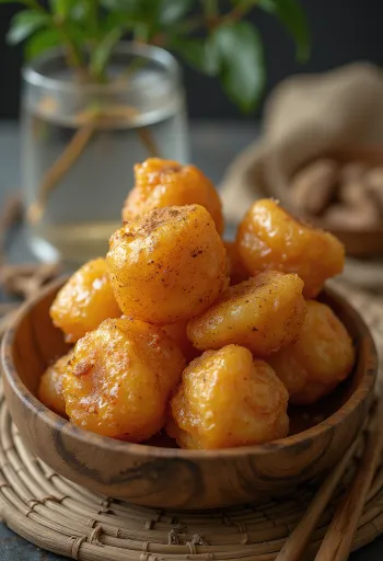 Loukoumades vegaanisena, kullanruskeaksi paistettu, agavesiirapilla valeltuna ja kanelilla ripoteltuna