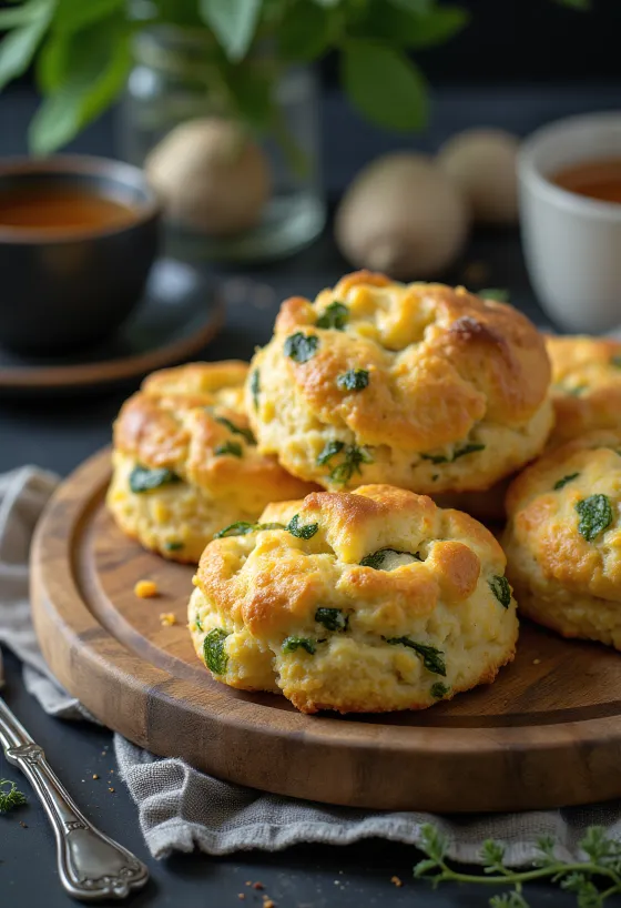 Kesäkurpitsa-juustoscone tarjoiltuna