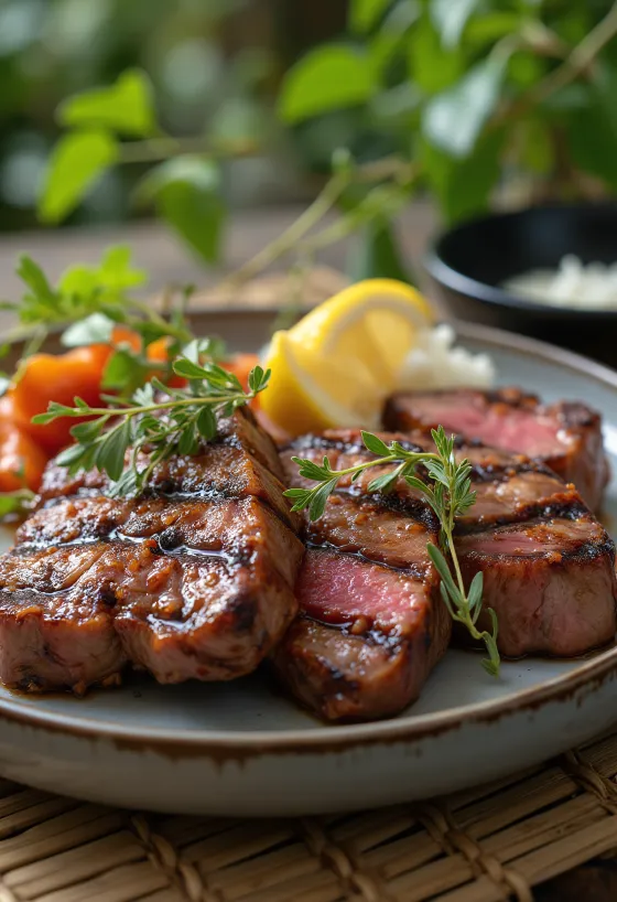 Grillatut emupihvit tarjoiltuna maalaismaisella lautasella