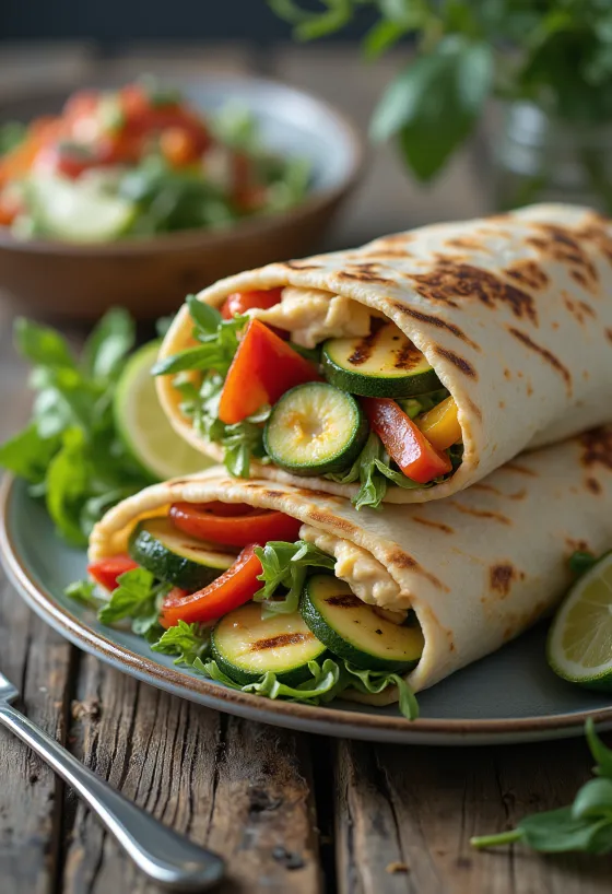 Grillattu kasviswrap hummuksella ja rucolalla