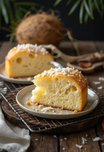 Kookoskakkupohja tarjoiltuna