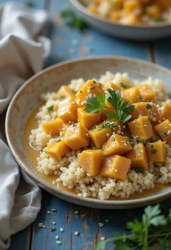 Myskikurpitsa-kvinoacurry tahinilla