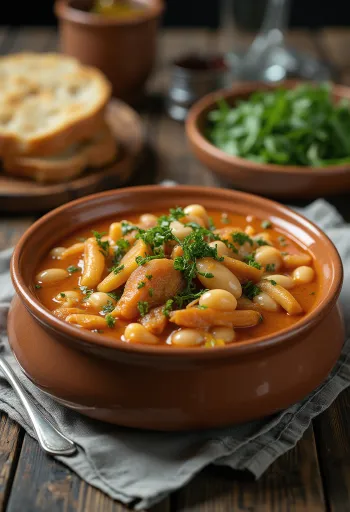 Tripas valkoisilla pavuilla, runsas mausteinen keitto