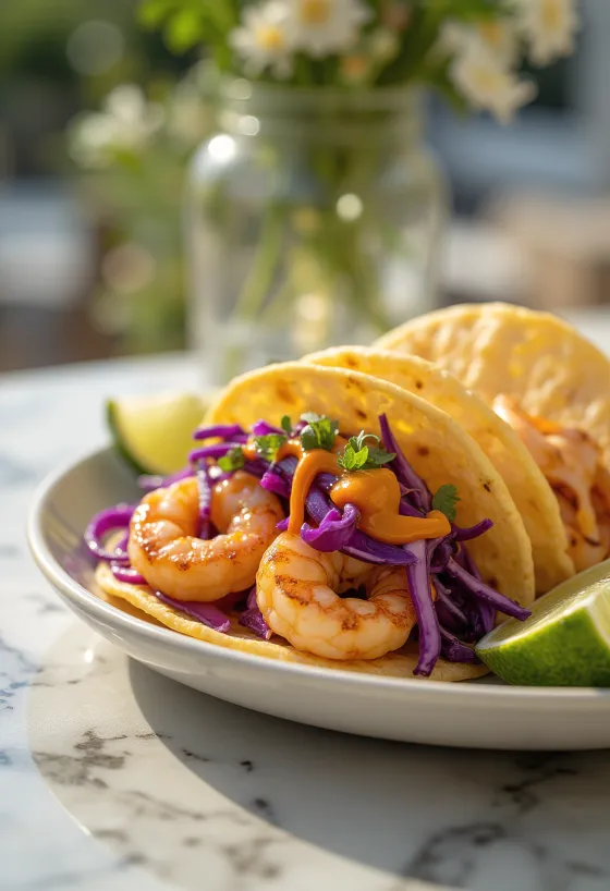 Camaron-Taco grillatulla katkaravulla, kaalilla ja korianterilla