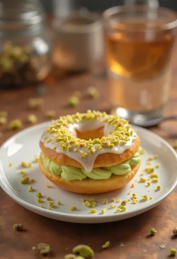 Pistaasimunkki tarjoiltuna