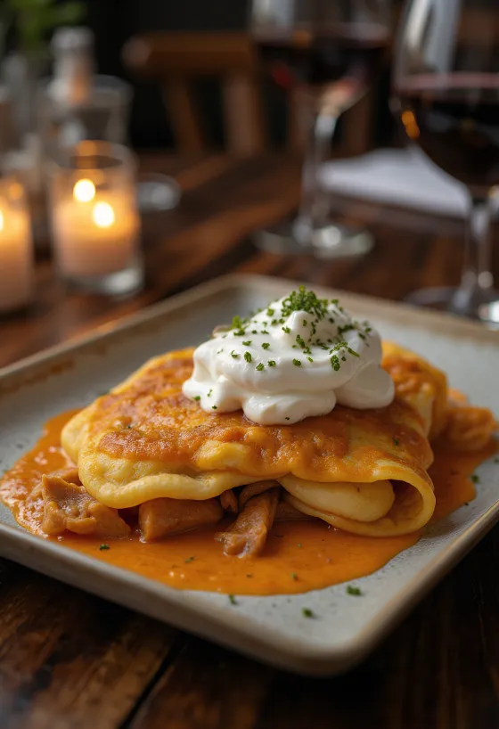 Hortobágyin lihaletut smetanalla ja tuoreella persiljalla tarjoiltuna.