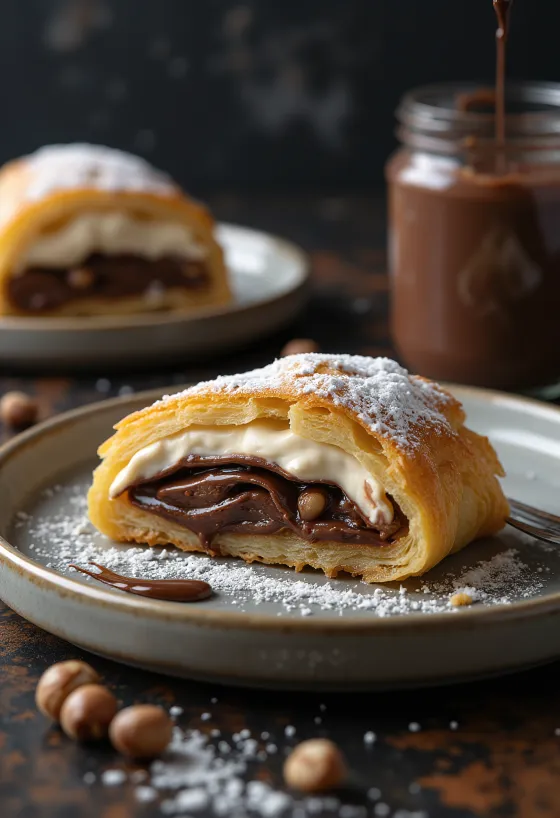 Nutella-struudeli tarjoiltuna