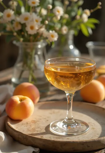 Aprikoosipalinka pullossa tarjoiltuna