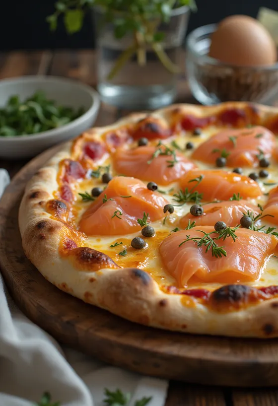 Tanskalaistyylinen pizza savulohella