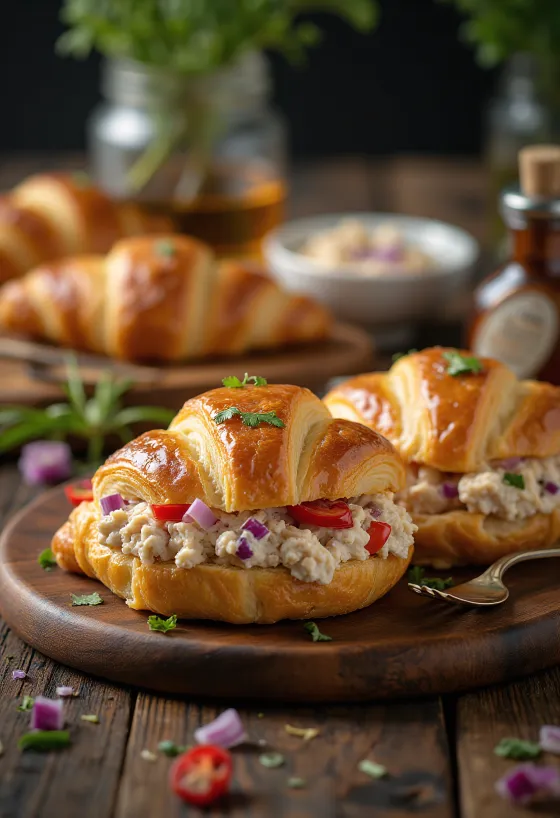 Tonnikalacroissant tarjoiltuna