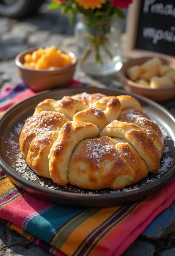 Vastapaistettu meksikolainen Pan de muerto -makea leipä