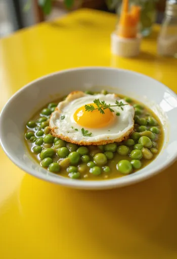 Kermainen hernemuhennos, tuoreella persiljalla koristeltuna