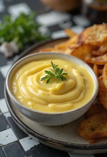 Sinappi-valkosipulikastike tarjoiltuna grillattujen lihojen kanssa