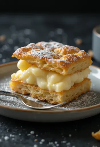 Vaniljakreemileivos viipaleina tarjoiltuna