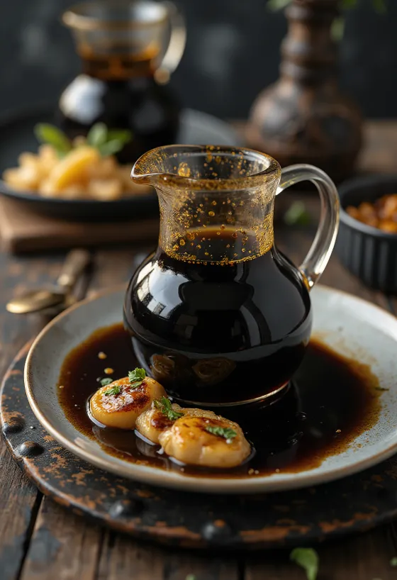 Hunaja-balsamiviinietikkakastike tarjoiltuna