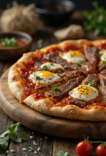 Bulgogi-härkäpizza korealaiseen tyyliin tarjoiltuna