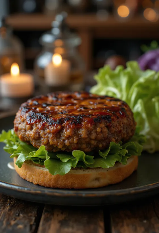 BBQ-grillattu linssiburger tarjoiltuna