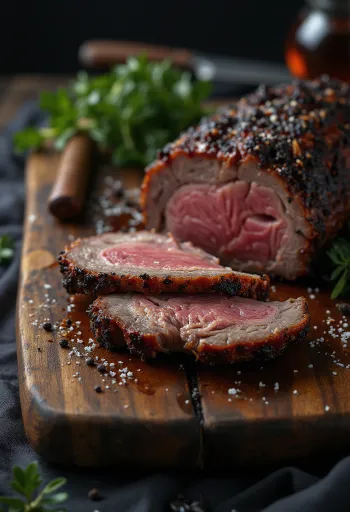 BBQ-naudanrinta (Brisket) tarjoiltuna säikeiksi revittynä ja ranskalaisten kera