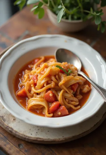 Tomaattikaali tarjoiltuna tuoreen tillin ja mehukkaiden lihapyöryköiden kera