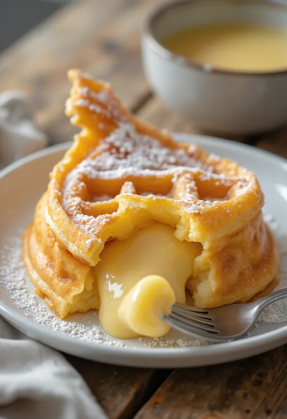 Taiyaki vaniljakreemillä, tuoreella ja rapealla taikinalla