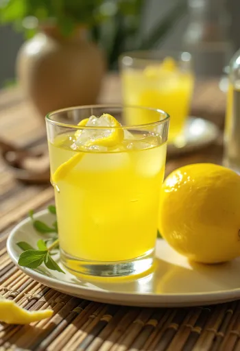 Sitruunalikööri pullossa tarjoiltuna