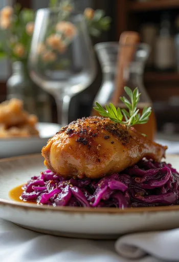 Ankankoipi tarjoiltuna haudutetun punakaalin kera