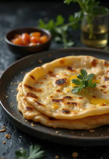Vastapaistettu intialainen paratha täytetty leipä
