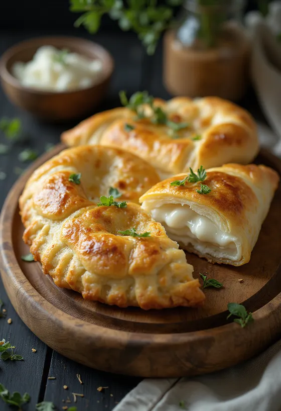 Lampaanmaitorahkacalzone kullanruskeaksi paistettuna