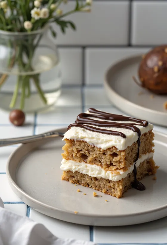 Sokeriton kastanjakakku mascarpone-täytteellä ja tummalla suklaalla