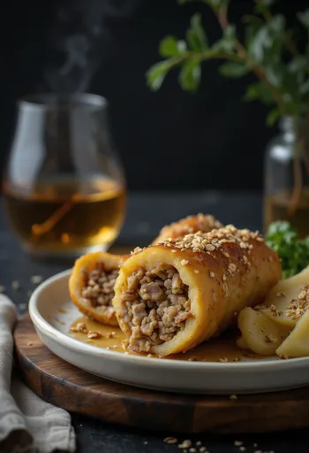 Haggis tarjoiltuna keitettyjen perunoiden ja lantun kera