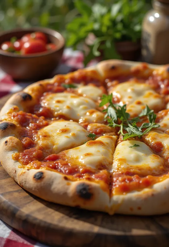 Turkmenistanilaistyylinen pizza tarjoiltuna paikallisella tomaattikastikkeella