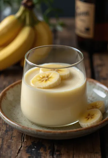 Banaanipannacotta tarjoiltuna