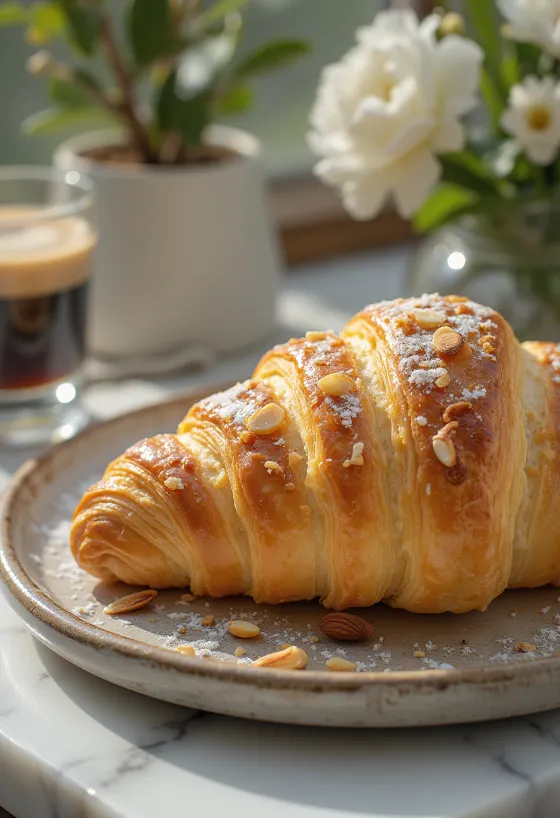 Vähähiilihydraattinen croissant lautasella