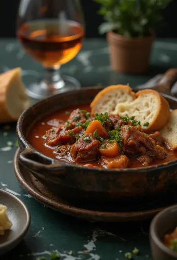 Naudanlihapata mehevillä lihakuutioilla, paprikakastikkeessa tarjoiltuna